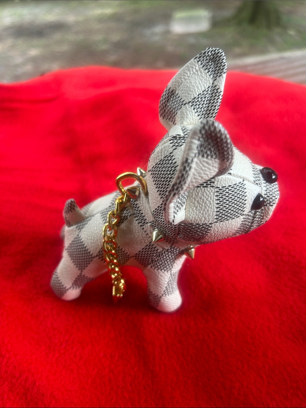 Designer inspired Plaid Black & White Decorative Dog Keychain. - Picture 2 of 2